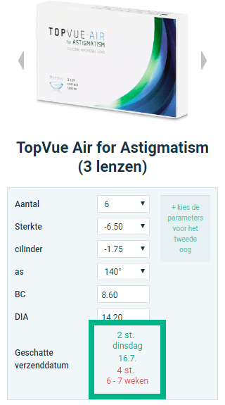 NL levertijden productpagina